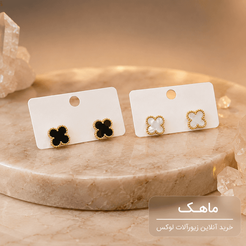 گوشواره میخی زنانه طرح ون کلیف استیل - نمای اصلی
